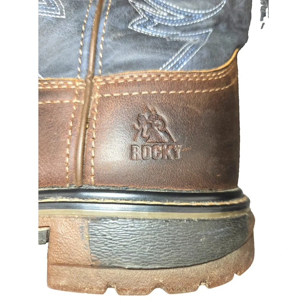Rocky Ride FLX Western Boots Big Kids Youth 4.5 M Brown Cowboy Riding Rodeo